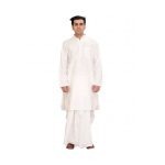 Bright-White Plain Dhoti Kurt
